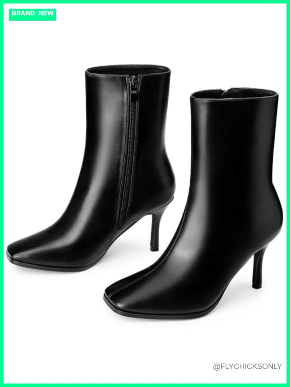 Faux Leather Stiletto Heel Square Toe Ankle Boots for Women